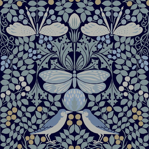 Butterfly Garden Blue Wallpaper