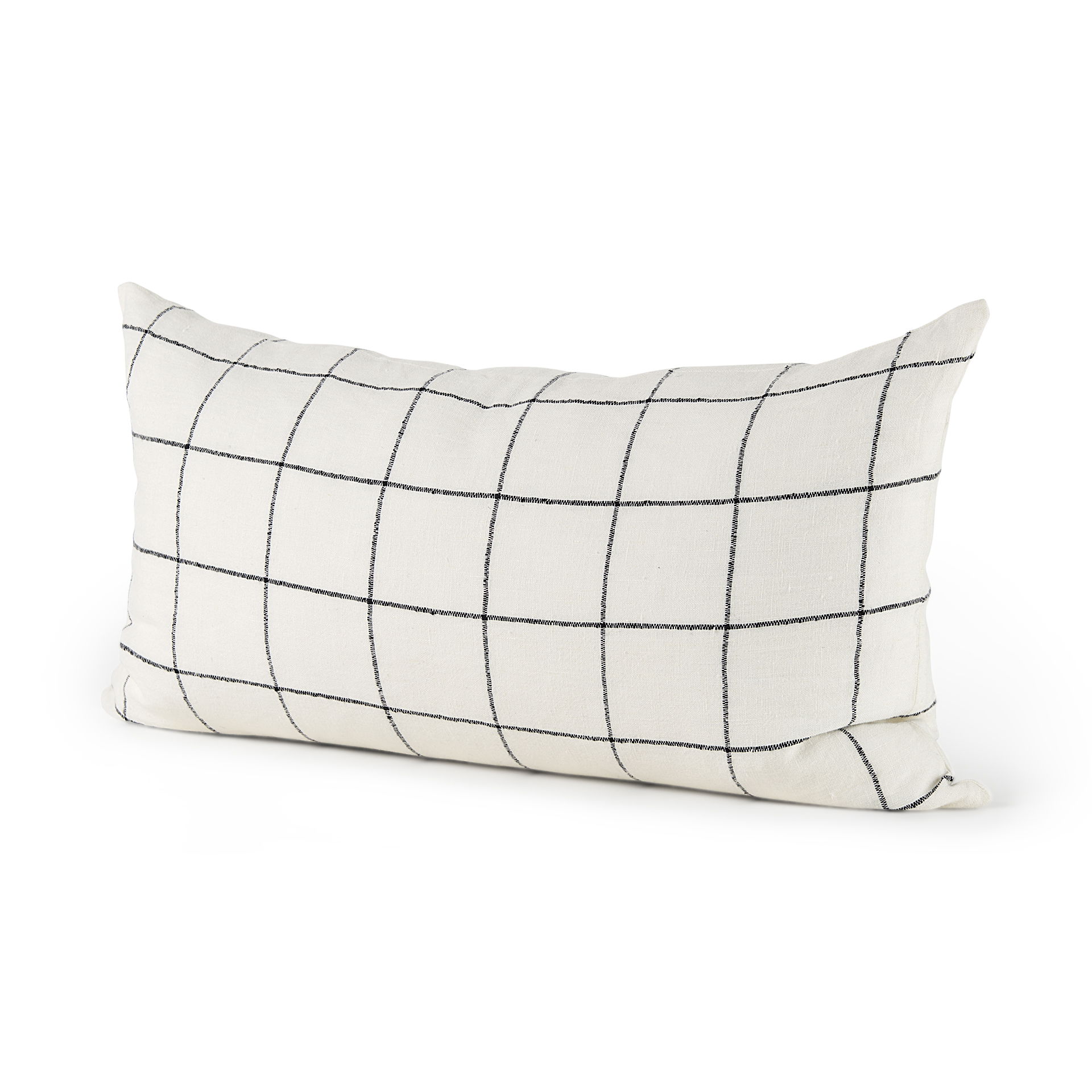 Suzanne 14 x 26 White/Black Square Pattern Decorative Pillow Cover, by Mercana, 14" length x 26" width x 0.2" height View 1