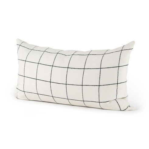 Suzanne 14 x 26 White/Black Square Pattern Decorative Pillow Cover