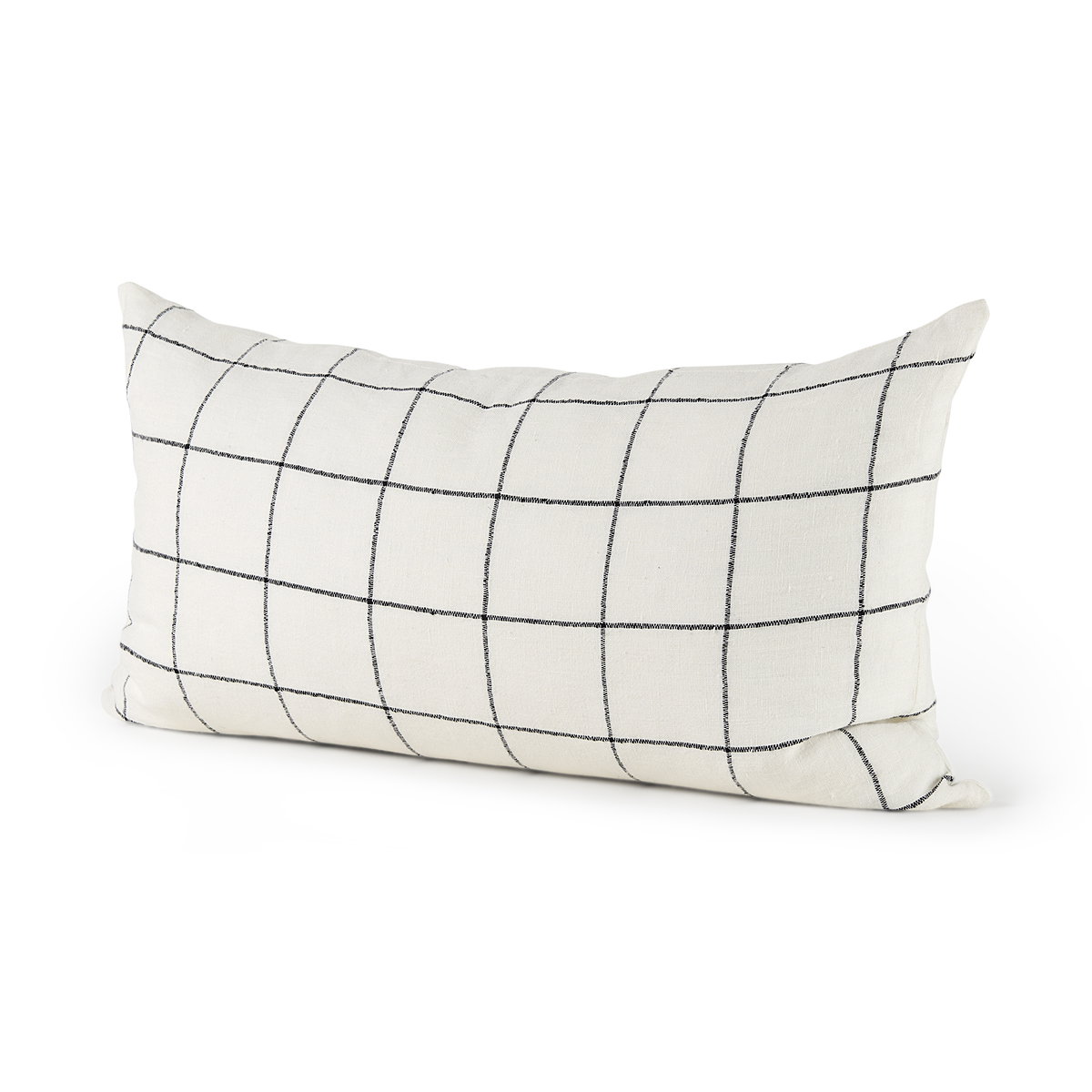Suzanne 14x26 White/Black Square Pattern Decorative Pillow Cover, by Mercana, 14" length x 26" width x 0.2" height View 1