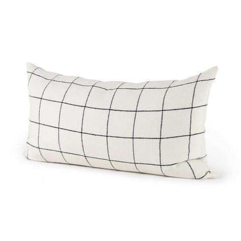 Suzanne 14x26 White/Black Square Pattern Decorative Pillow Cover