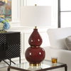 Gourd Burgundy Table Lamp, by Uttermost, 16" width x 30.5" height x 16" depth thumbnail 3
