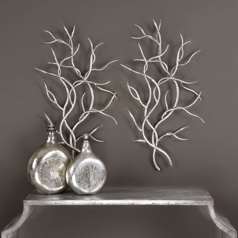 Silver Branches Wall Art Set/2
