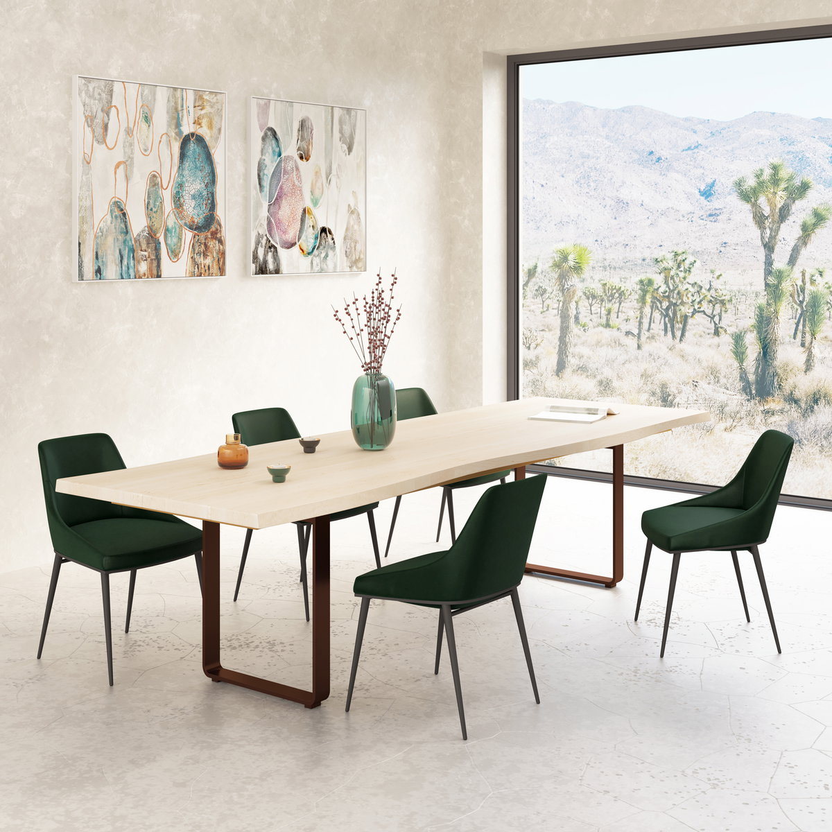Wilks Dining Table White, by Moe's Home, 118" width x 30" height x 39" depth View 4