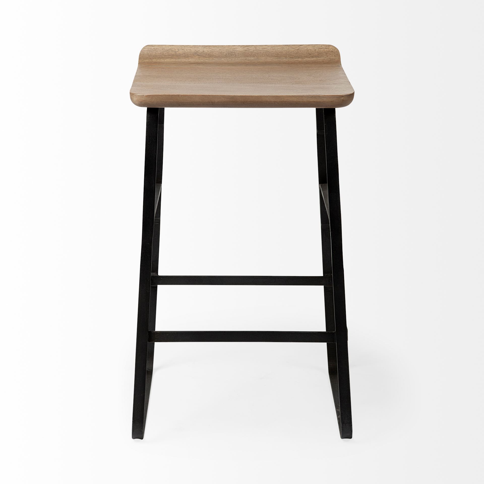 Conan 25' Seat Height Brown Wood Seat Black Metal Frame Counter Stool, Counter & Bar Stool by Mercana, 15" length x 15" width x 25" height View 6