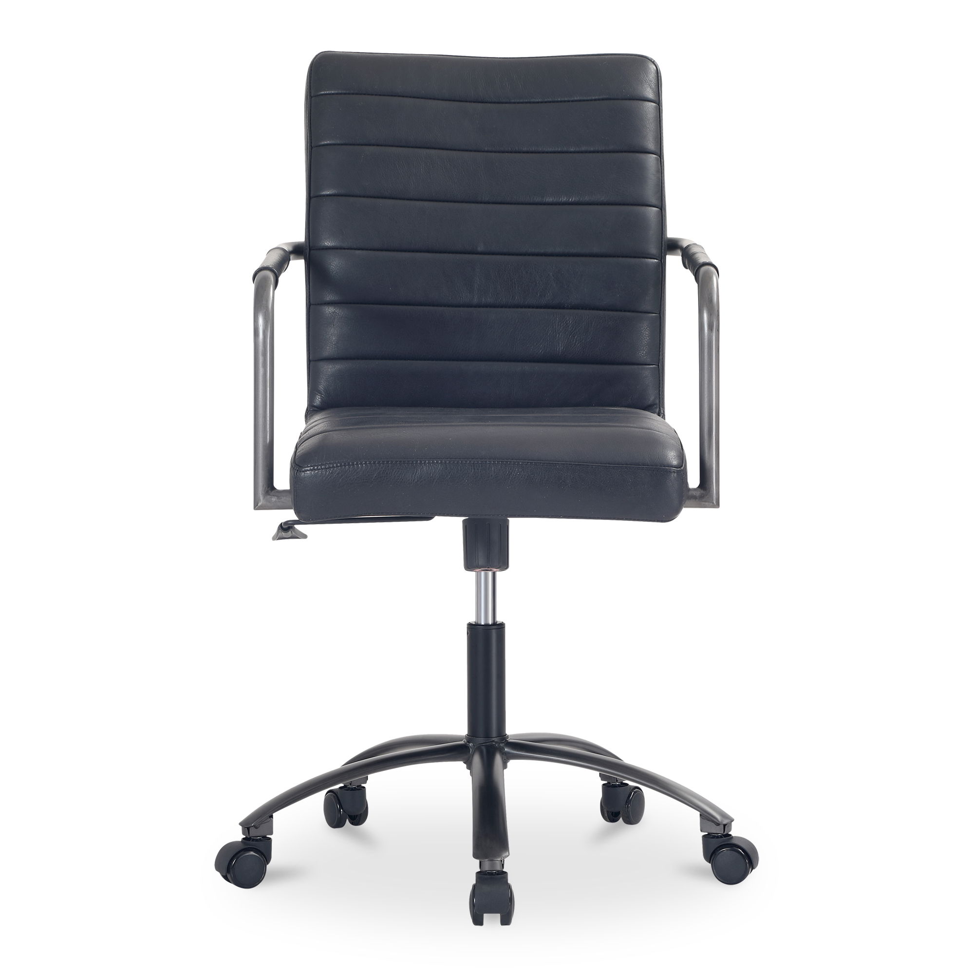Roy Office Chair Black Leather, by Moe's Home, 21.85" width x 36" height x 27.17" depth View 5