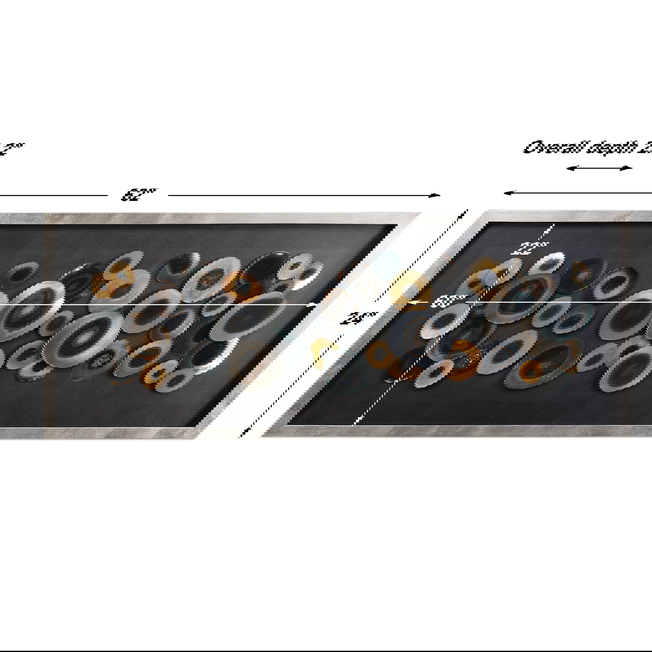 Discs Silver Shadow Box, Sculptural Wall Art by Uttermost, 62" width x 24" height x 2.2" depth View 3