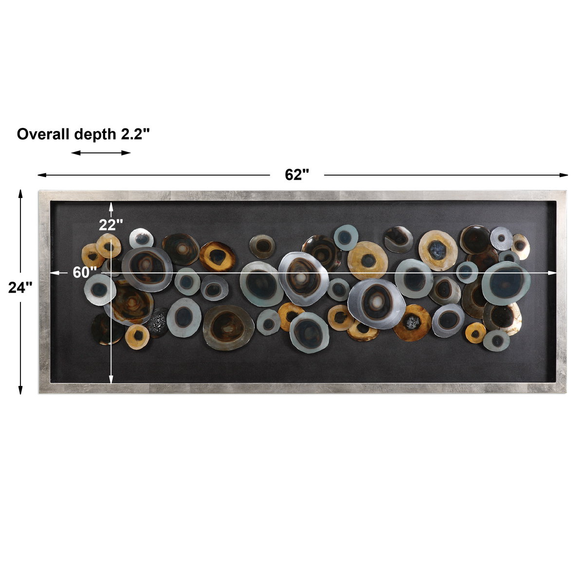 Discs Silver Shadow Box, by Uttermost, 5'2" width x 2' height x 2.2" depth View 3