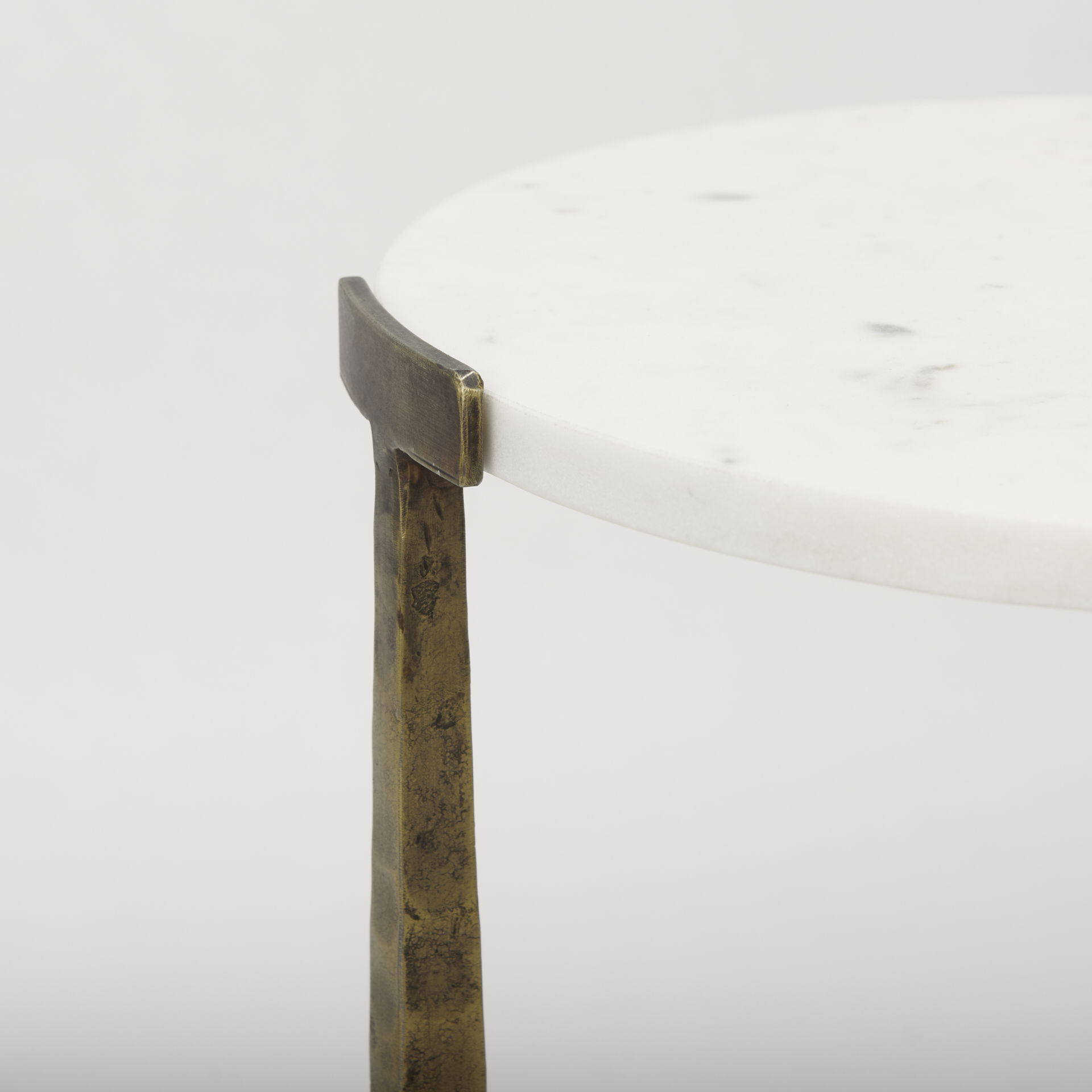 Atticus Marble and Antiqued Gold Metal Nesting Accent Tables (Set of 2), Side & End Table by Mercana, 13.25" length x 13.25" width x 24" height View 6