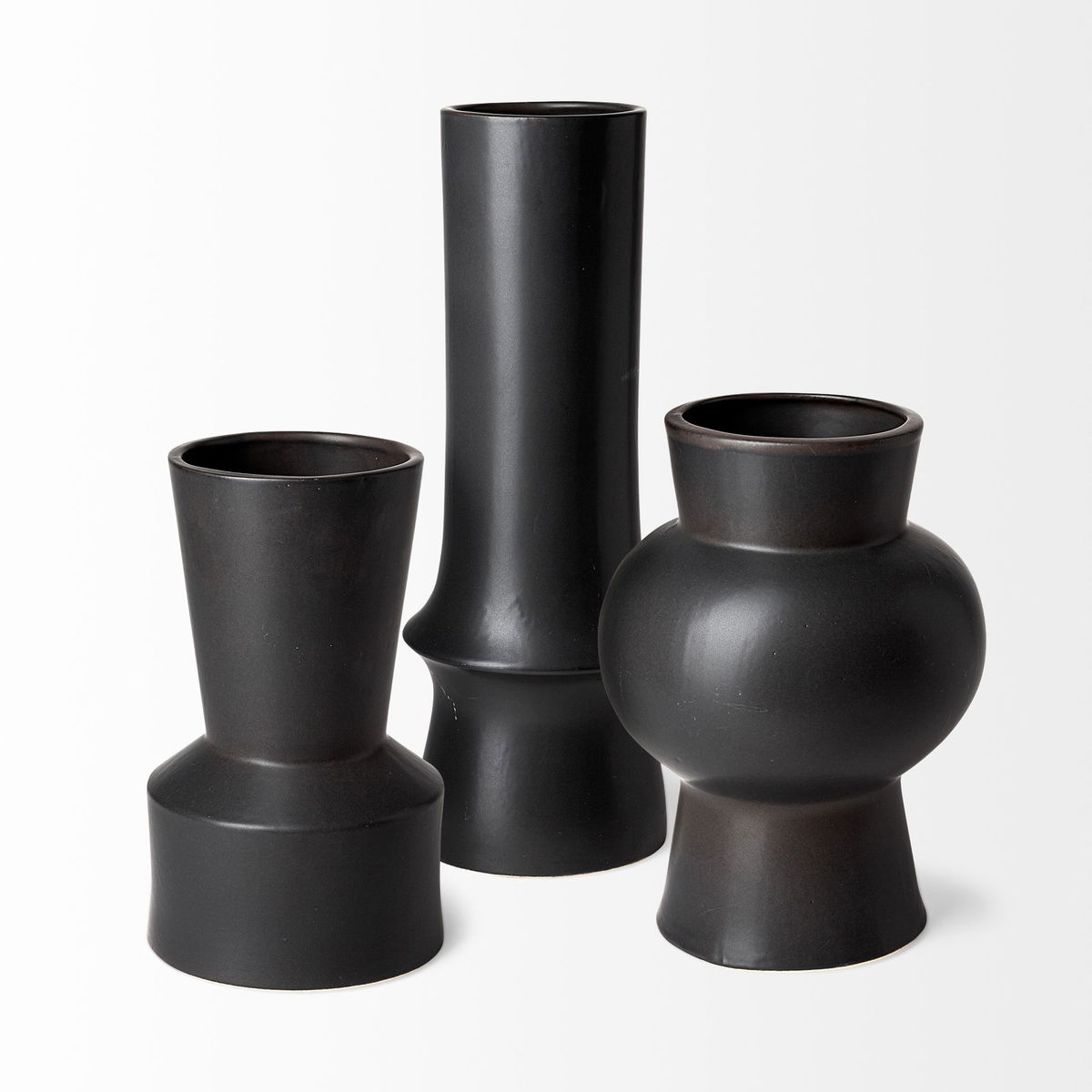 Laforge III Black Ceramic Vase, by Mercana, 6.5" length x 6.5" width x 17.13" height View 6