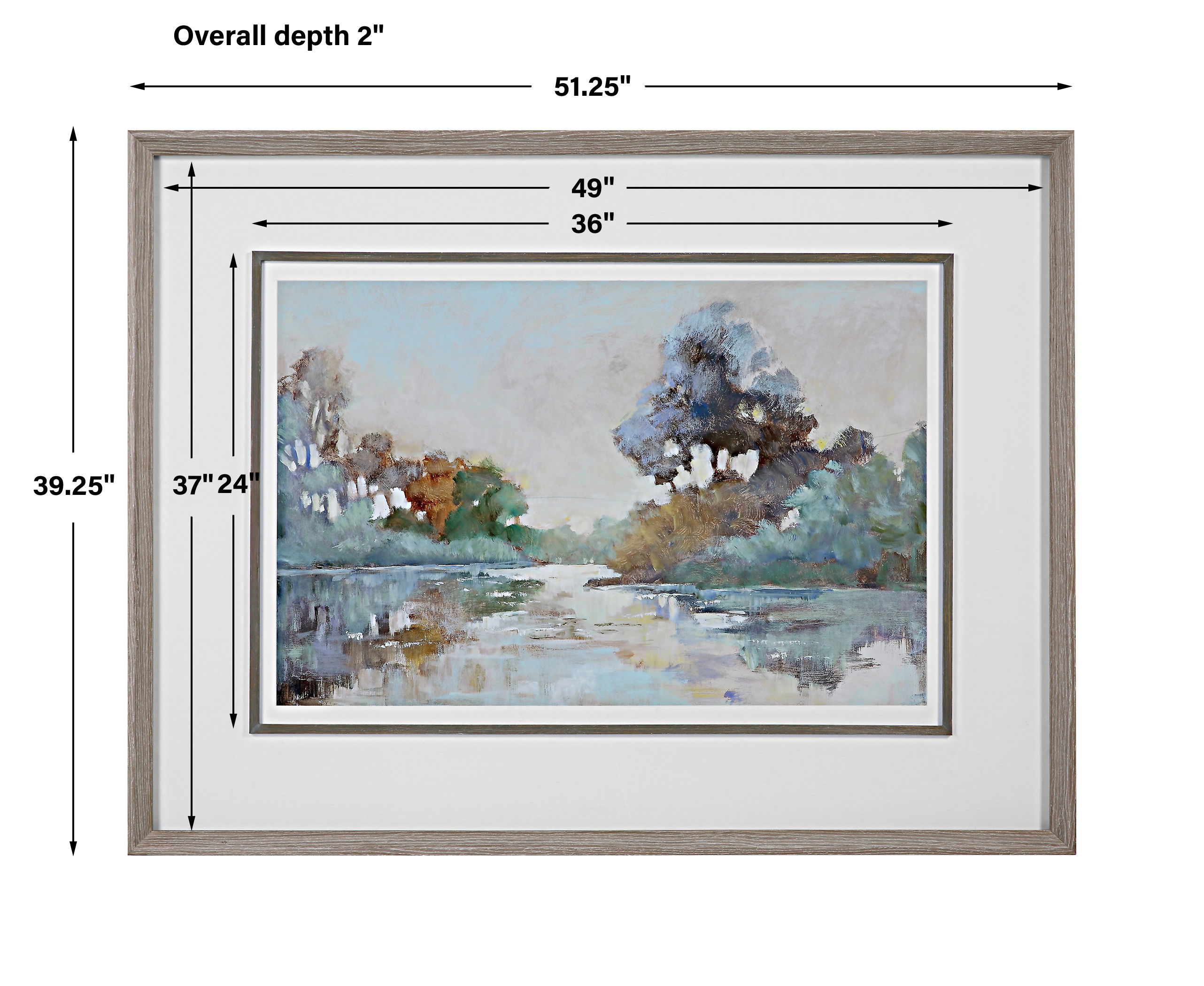 Morning Lake Watercolor Framed Print, Painting by Uttermost, 51.25" width x 39.25" height x 2" depth View 3