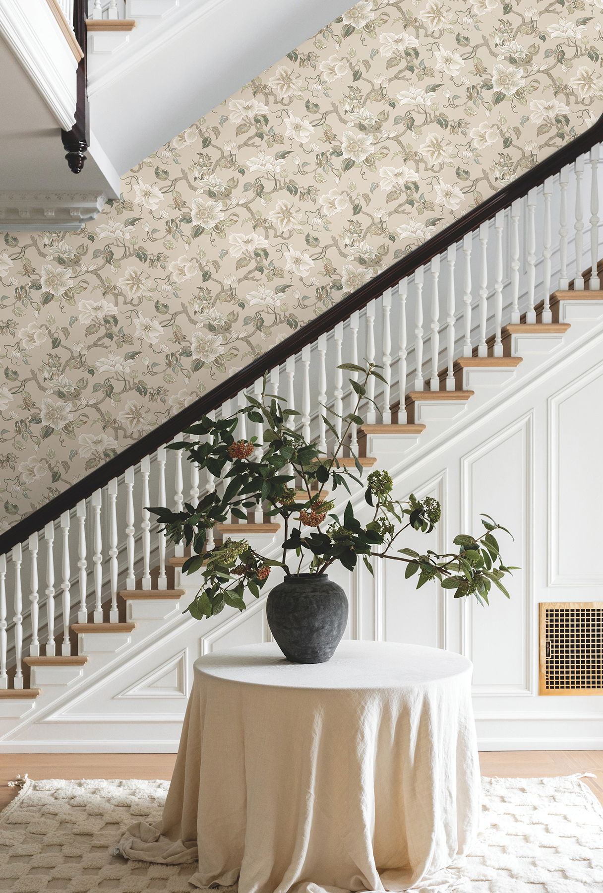 Marguerite Vine Taupe Wallpaper large image 