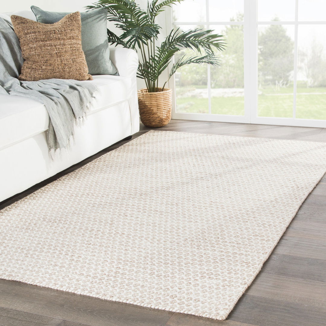 Eladio Handmade Flatweave Wool Beige Area Rug large image 