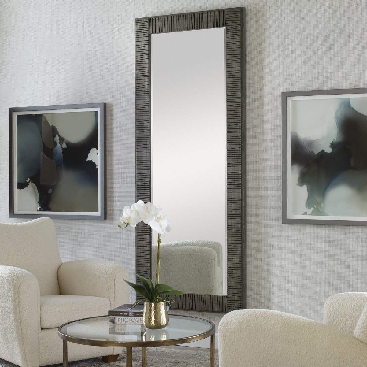 Figaro Oversized Wooden Mirror, by Uttermost, 2'9.5" width x 6'9.5" height x 2" depth View 2