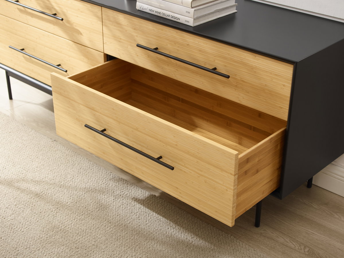 Santa Cruz 4 Drawer Double Dresser, Wheat, by Greenington, 18" length x 73.5" width x 28" height View 8