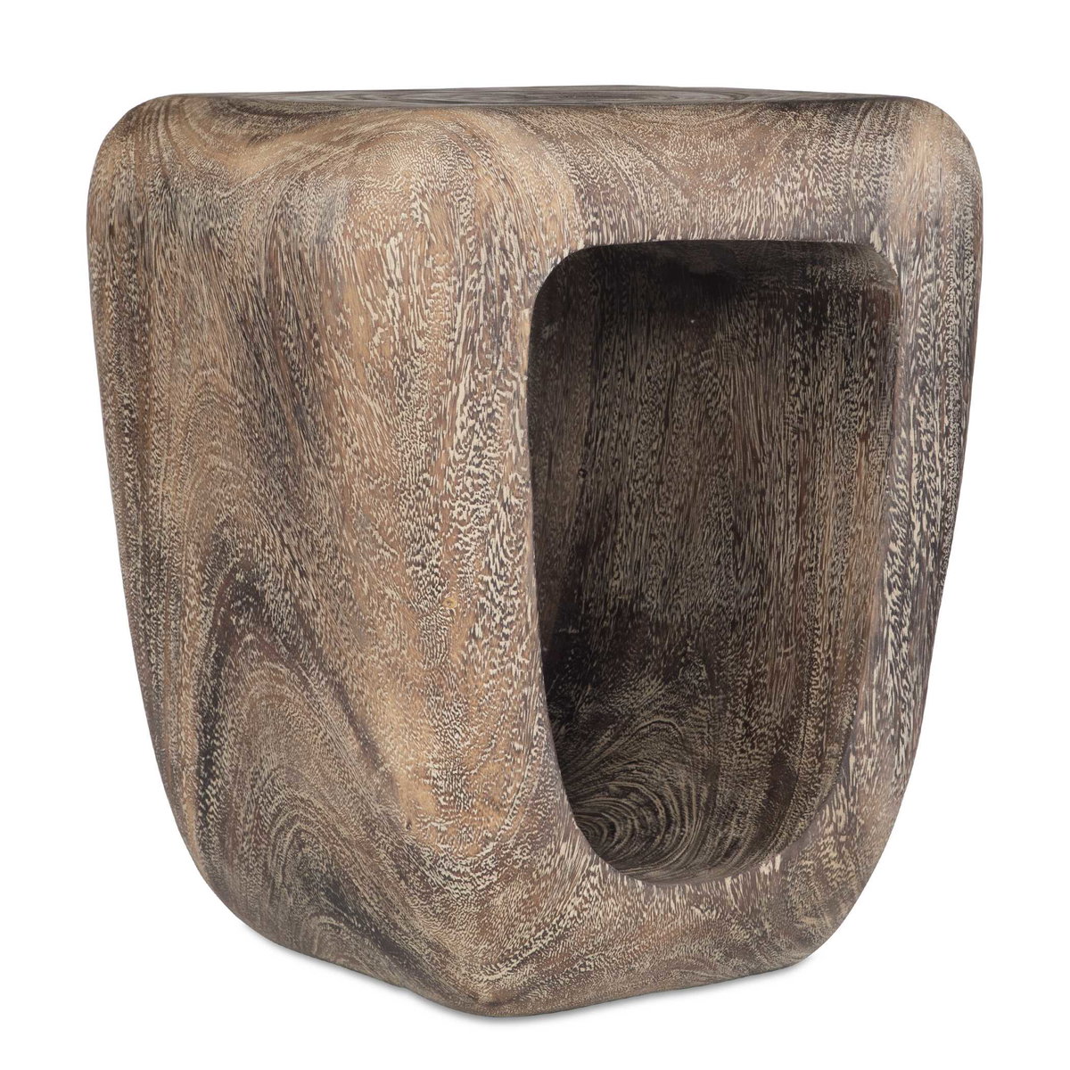 Loophole Bleached Wash Accent Stool, Ottoman by Uttermost, 16" width x 18" height x 14" depth View 1