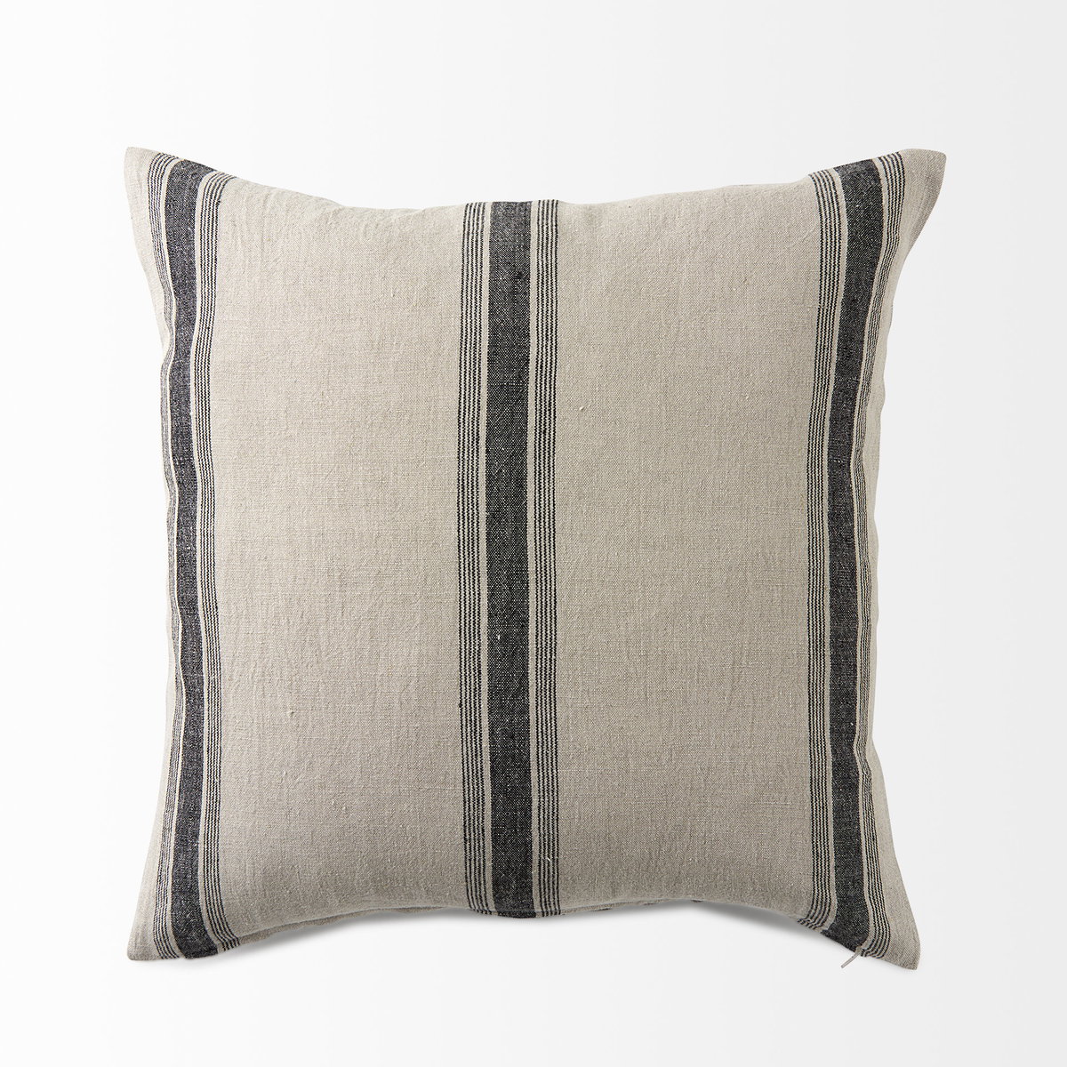 Hattie 20L x 20W Beige and Black Fabric Striped Decorative Pillow Cover, by Mercana, 20" length x 20" width x 0.2" height View 9