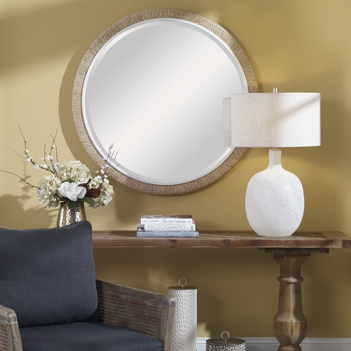 Carbet Round Rope Mirror, by Uttermost, 39.75" width x 39.75" height x 2" depth View 8