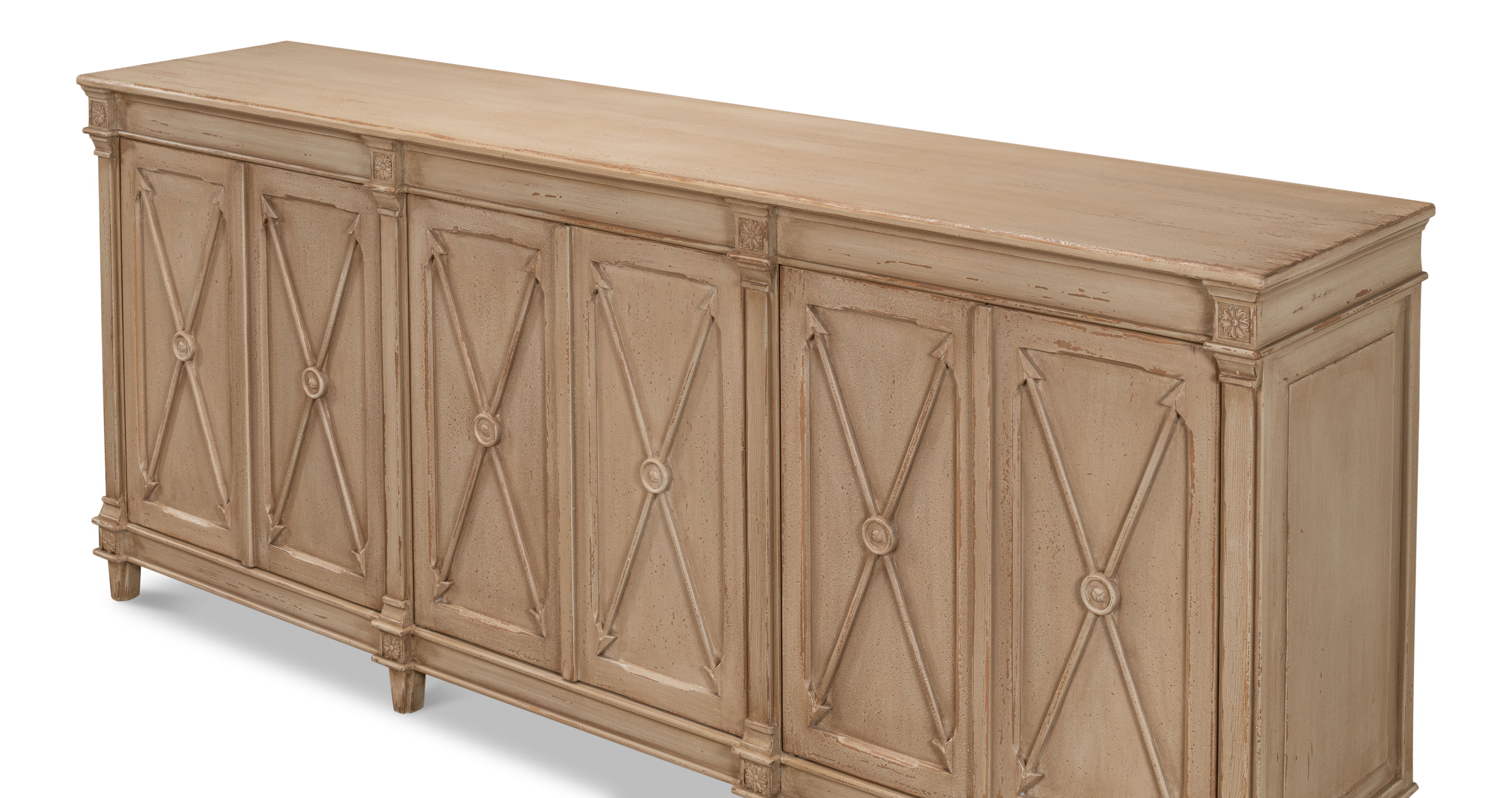 Marksman Sideboard, Dark Beige, Cabinets & Sideboard by Sarreid, 96" length x 20" width x 39" height View 11