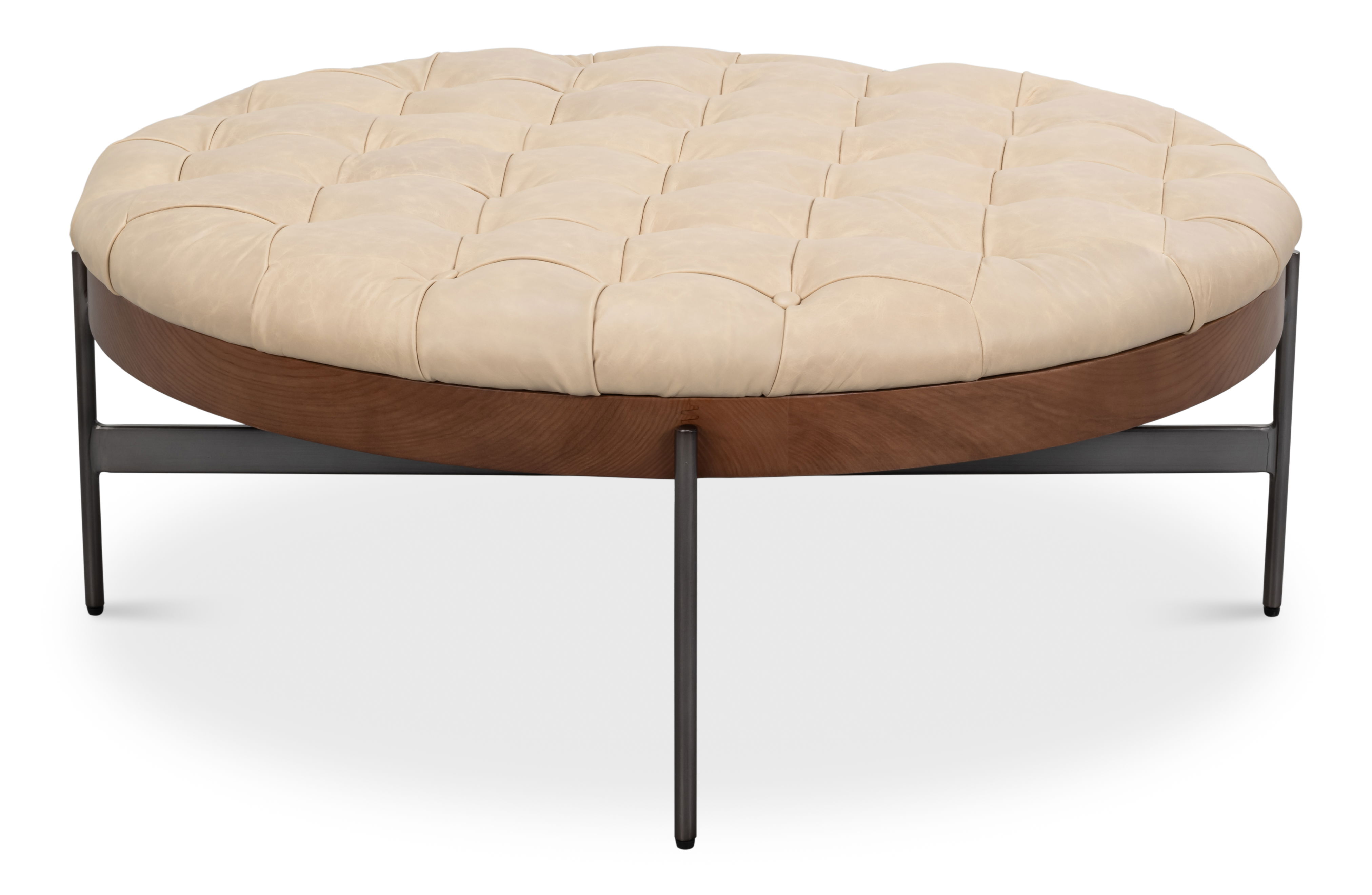 Corbet Cocktail Ottoman, Cappucino White, Coffee Table by Sarreid, 39" length x 39" width x 16" height View 2