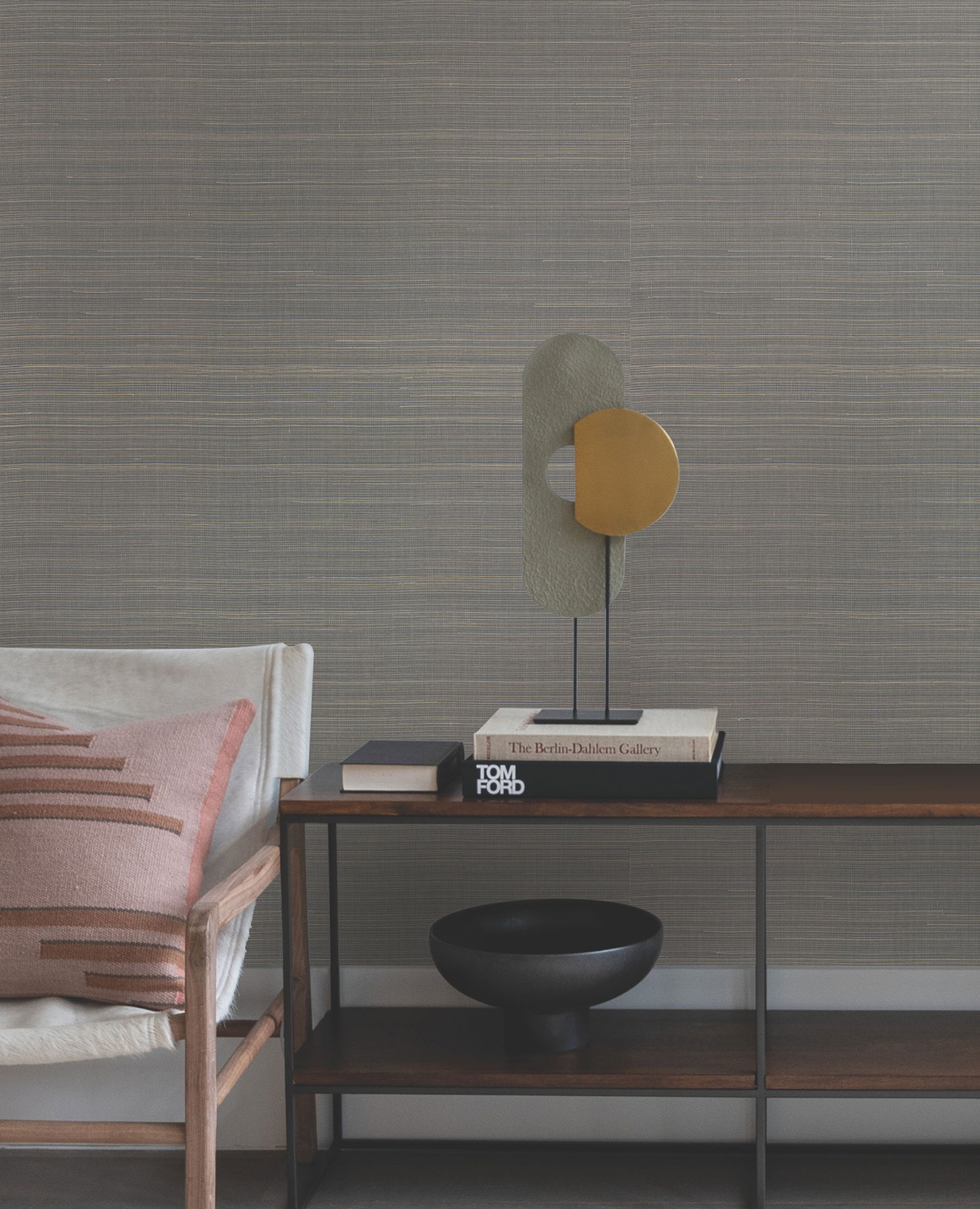 Abaca Weave Charcoal Wallpaper large image 
