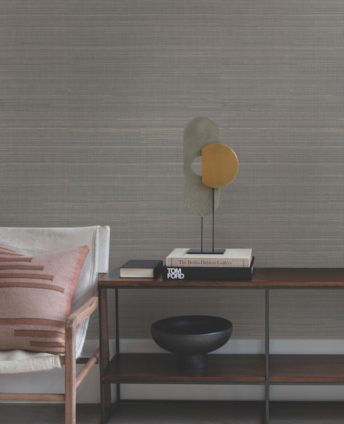 Abaca Weave Charcoal Wallpaper