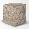 Khloe Small Taupe Pouf, Ottoman by Mercana, 18" length x 18" width x 18" height thumbnail 6