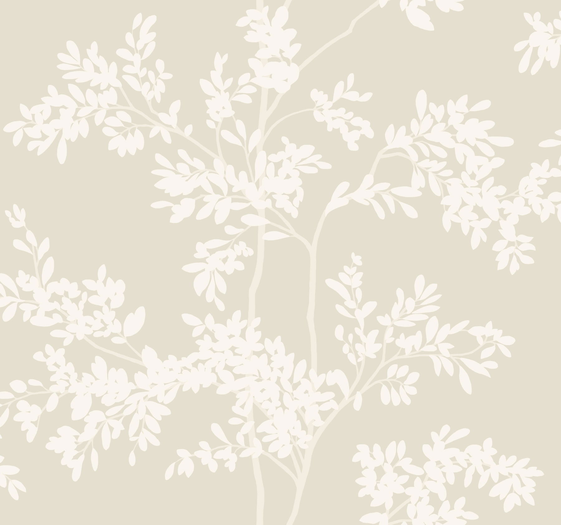 Lunaria Silhouette Light Taupe & White Wallpaper large image 
