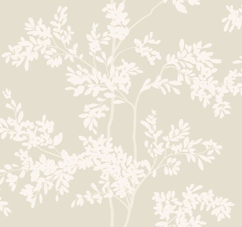 Lunaria Silhouette Light Taupe & White Wallpaper