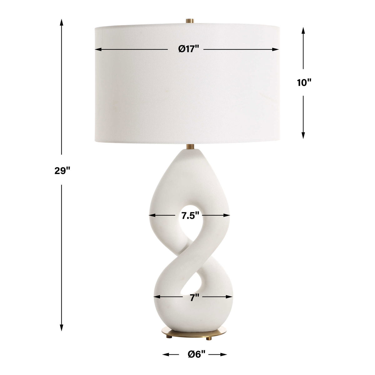 Meridian Ivory Stone Table Lamp, by Uttermost, 17" width x 29" height x 17" depth View 3