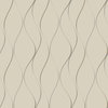 Wavy Stripe Beige Metallic Wallpaper, by York Wall, 33' length x 1'9" width x 0.02" depth thumbnail