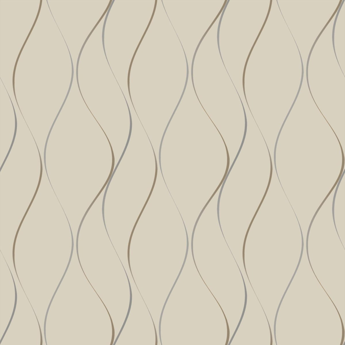 Wavy Stripe Beige Metallic Wallpaper, by York Wall, 33' length x 1'9" width x 0.02" depth