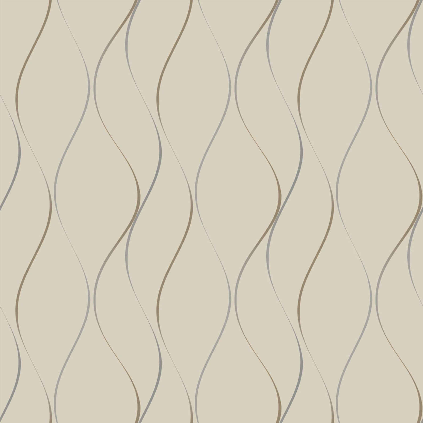 Wavy Stripe Beige Metallic Wallpaper large image 