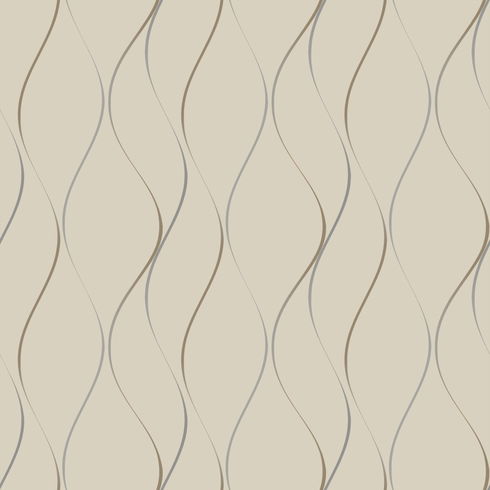 Wavy Stripe Beige Metallic Wallpaper
