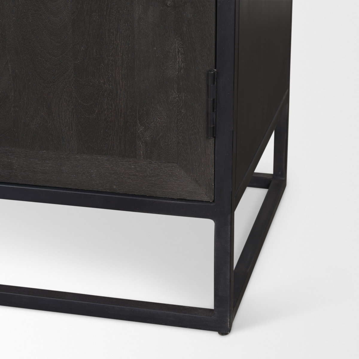 Sloan 42W x 80H Black Wood with Black Metal Frame Arched Cabinet, Cabinets & Sideboard by Mercana, 42" length x 18.5" width x 80" height View 15
