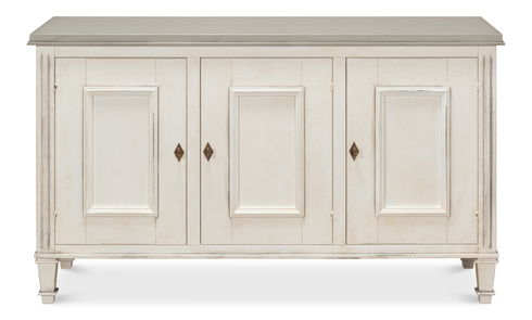 Louis Xvi Buffet,White/White,Gray Quartz