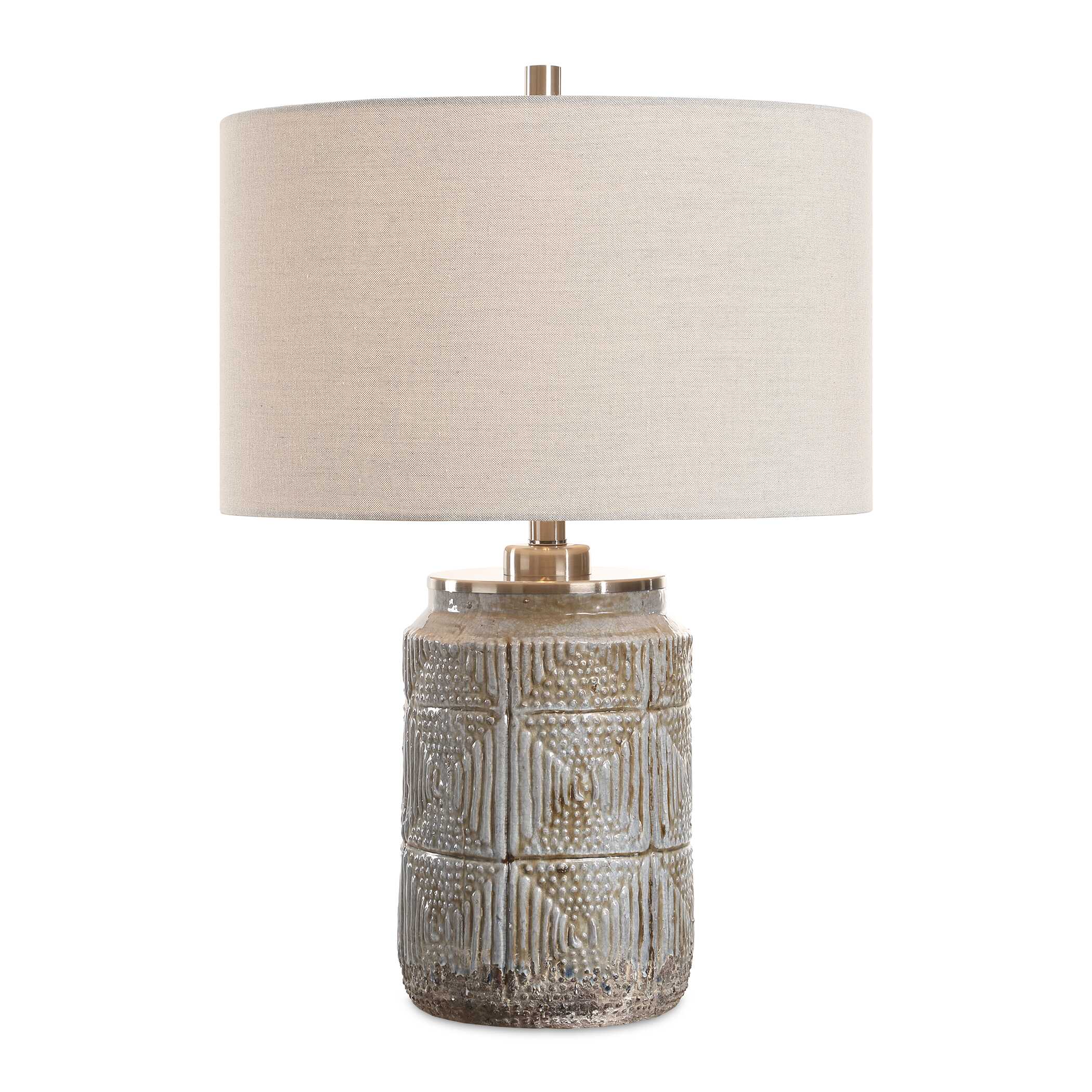 Graydon Gray Table Lamp, by Uttermost, 17" width x 24.5" height x 17" depth View 1