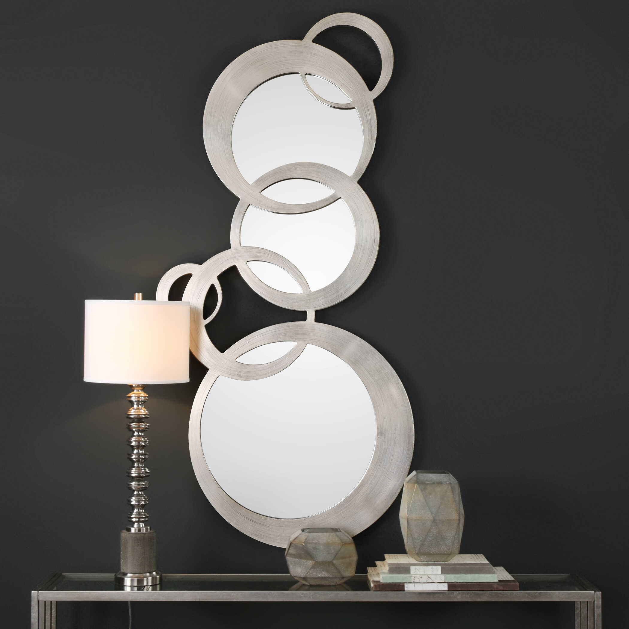 Odiana Silver Rings Modern Mirror, by Uttermost, 33" width x 70" height x 1" depth View 2