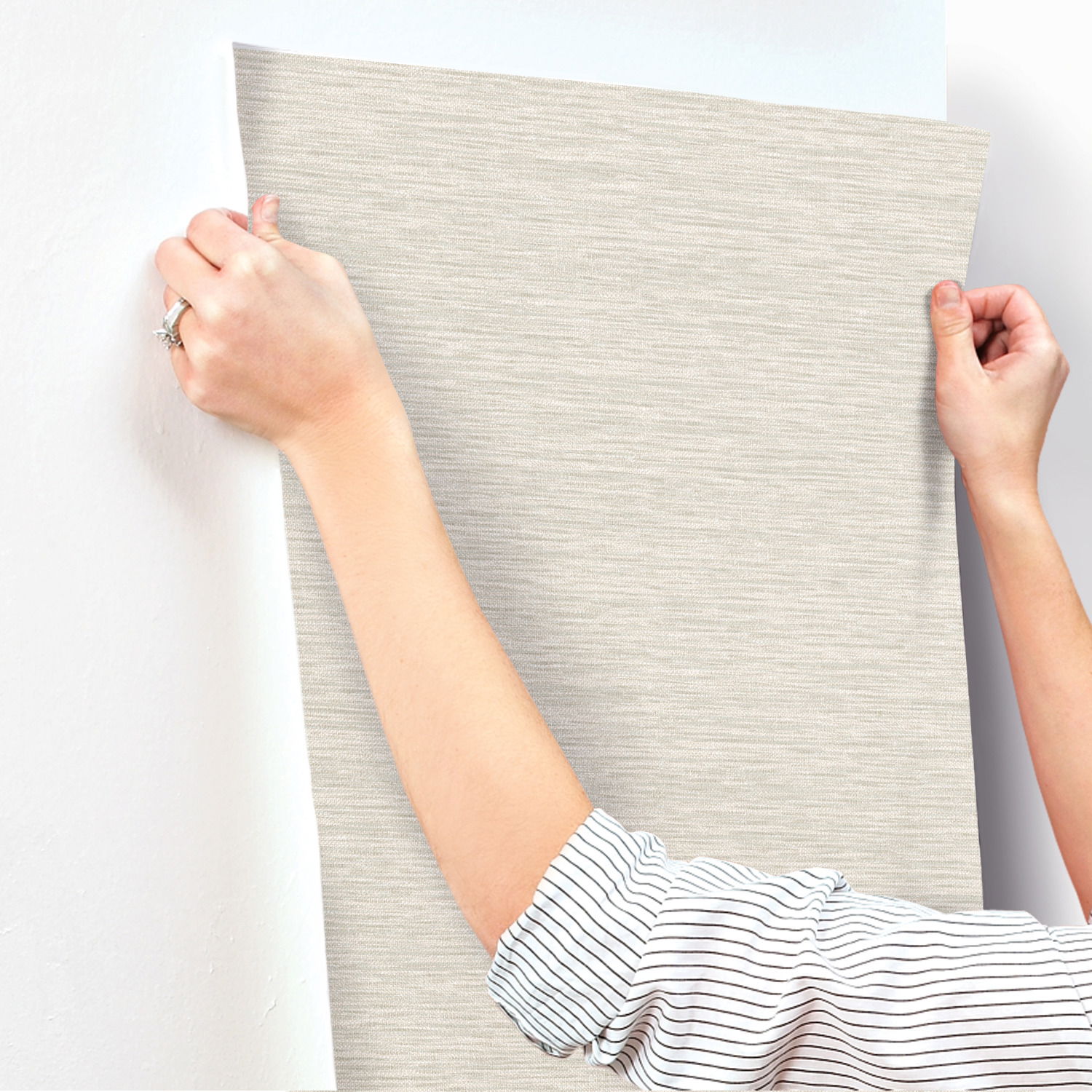 Challis Woven Beige Wallpaper, by York Wall, 33' length x 1'8.5" width x 0.02" depth View 5