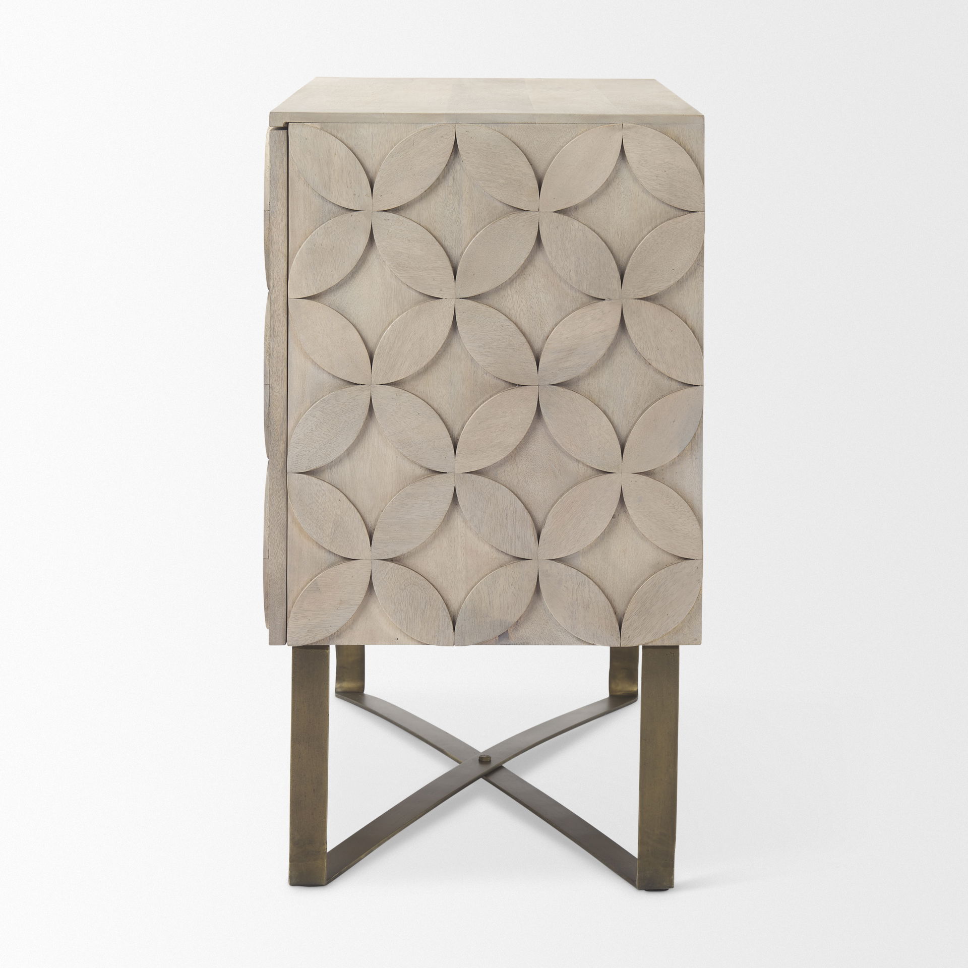 Excelsior 36.0L x 18.0W x 32.5H Light Brown Wood Gold Iron Base Accent Cabinet, Cabinets & Chest by Mercana, 36.5" length x 18.5" width x 32.5" height View 4