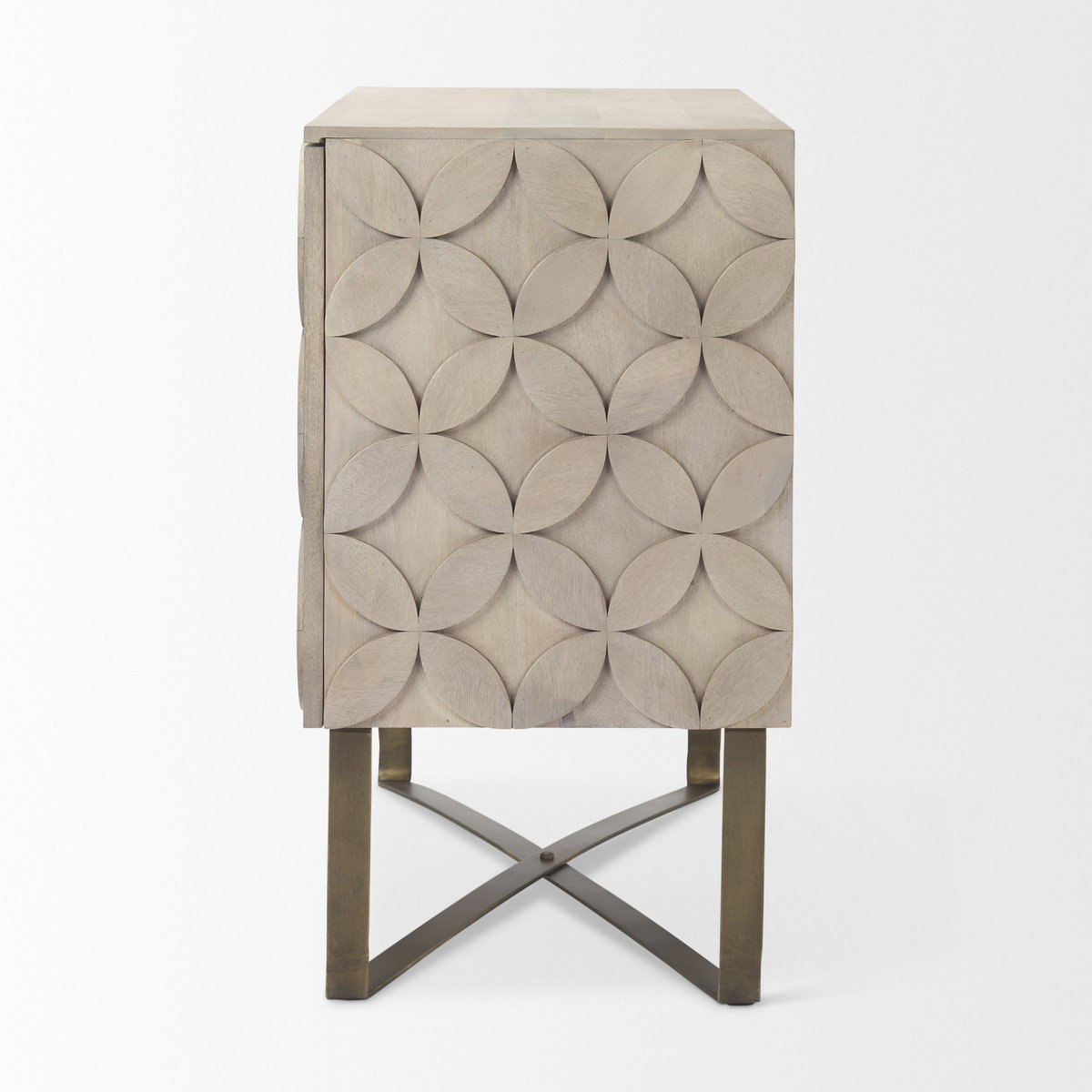 Excelsior 36.0L x 18.0W x 32.5H Light Brown Wood Gold Iron Base Accent Cabinet, Cabinets & Chest by Mercana, 36.5" length x 18.5" width x 32.5" height View 5