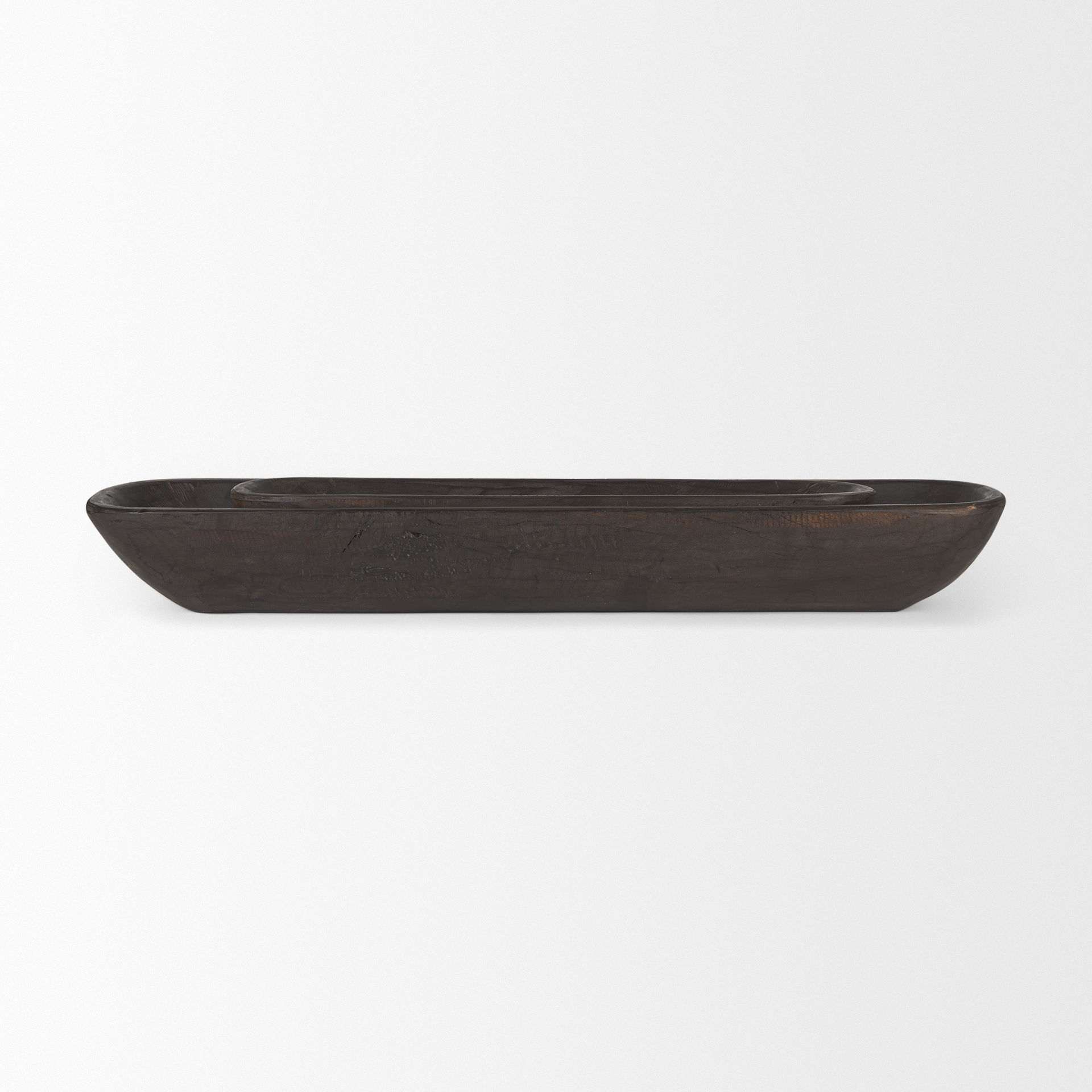 Athena Set of 2 Extra Large Black-Brown Reclaimed Wood Trays large image 