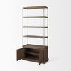 Braxton Dark Brown Wood with Antiqued Aged Brass Metal 3 Tiers 2 Door Shelving Unit thumbnail 6