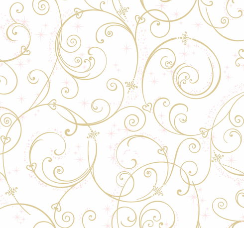 Disney Princess Perfect Scroll Gold Glitter Wallpaper