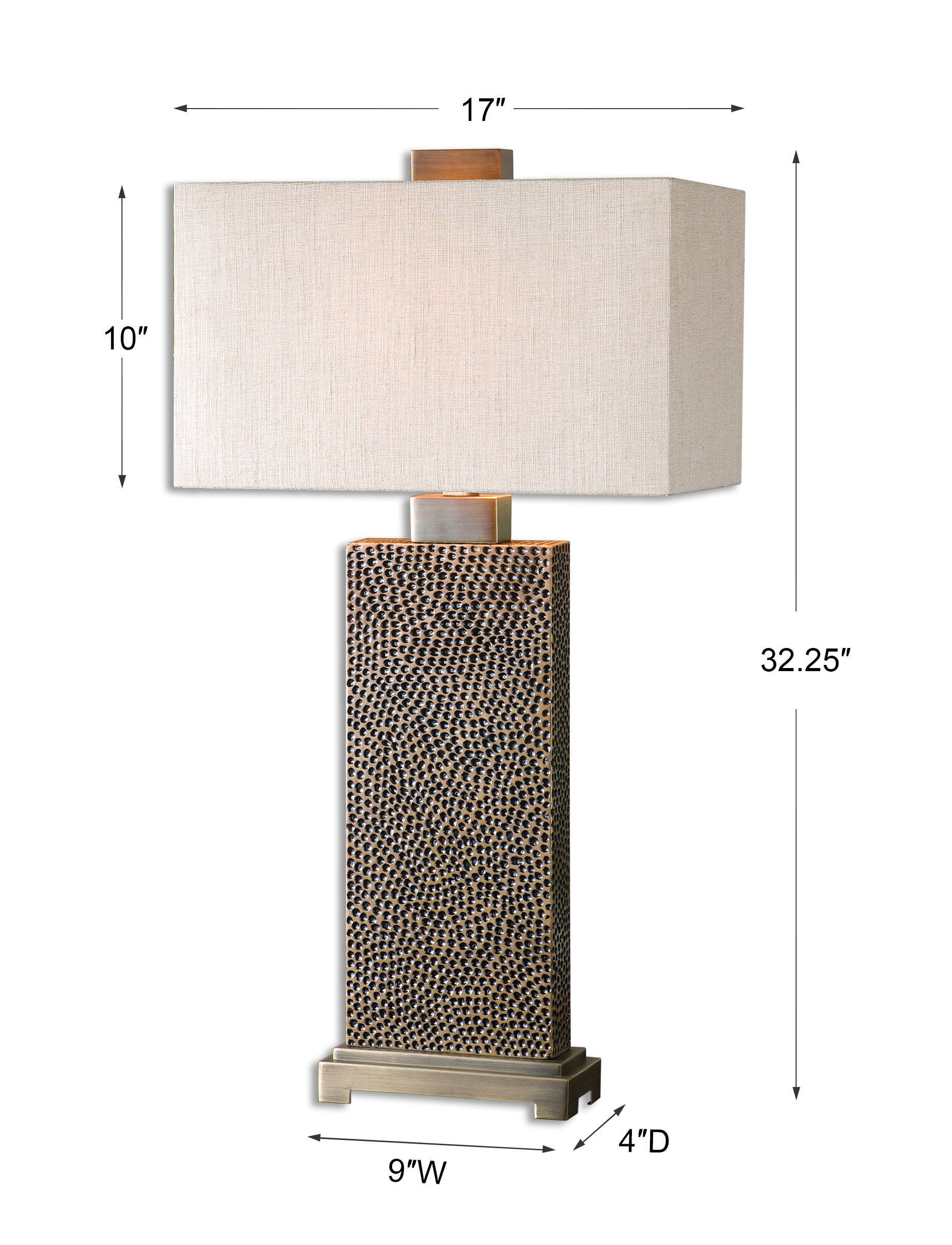 Canfield Coffee Bronze Table Lamp, by Uttermost, 17" width x 32.25" height x 10" depth View 3