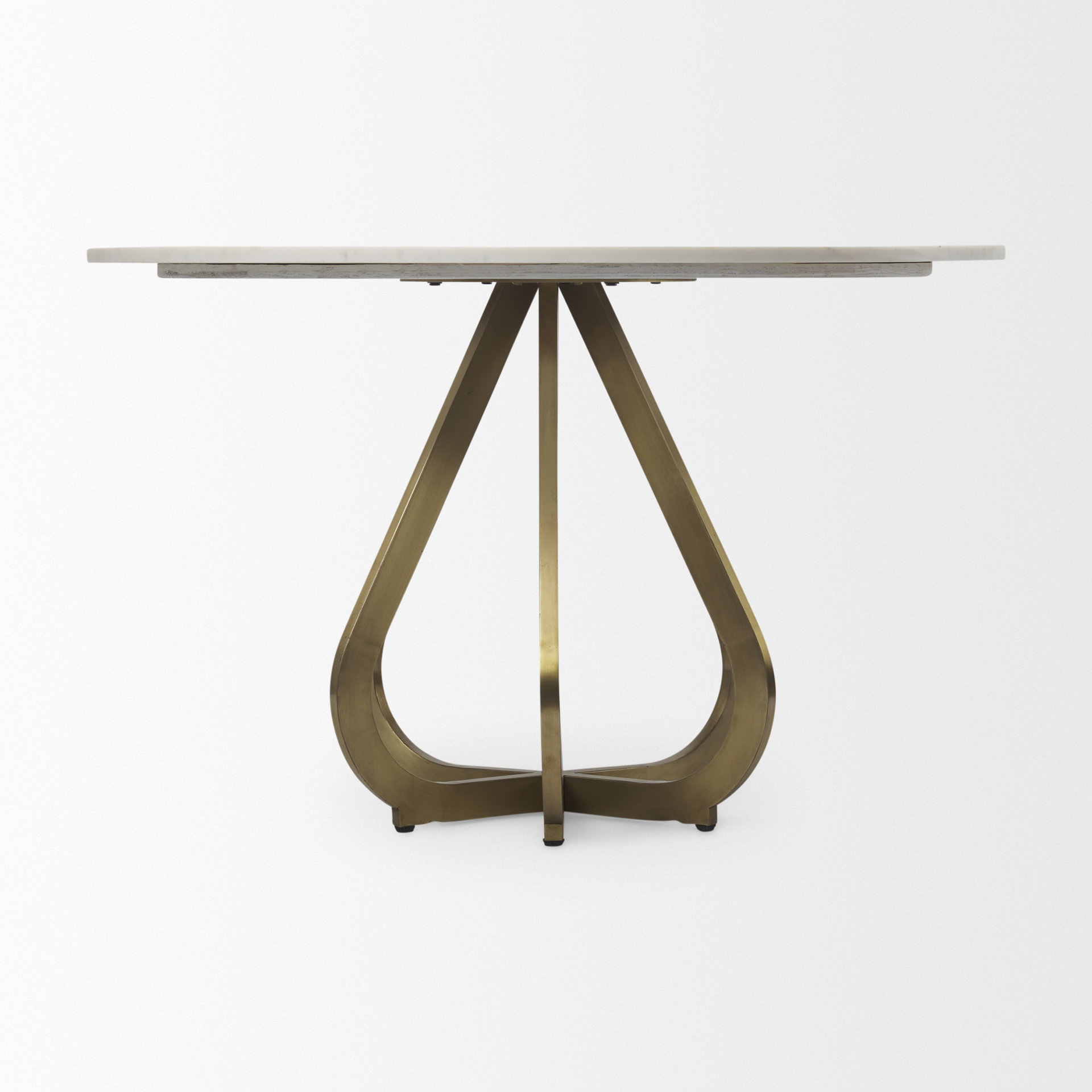 Laurent 48' Marble Top Gold Metal Base Dining Table, by Mercana, 48" length x 48" width x 30.25" height View 6