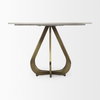 Laurent 48' Marble Top Gold Metal Base Dining Table, by Mercana, 48" length x 48" width x 30.25" height thumbnail 6