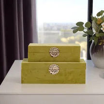Online Designer Hallway/Entry Velvet Decorative Box Storage with Lid – Organizer for Jewelry, Keepsakes, or Accessories – Accent Storage for Bedroom, Office, or Entryway Decor – Set of 2, 12"