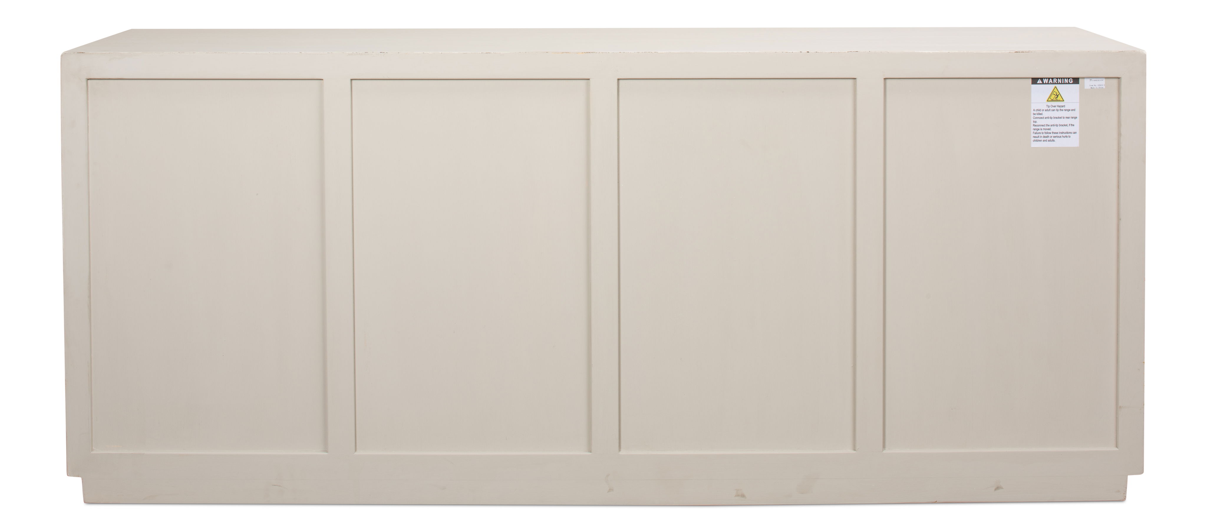 Hollis 4 Door Sideboard, Ant.White, Cabinets & Sideboard by Sarreid, 80" length x 19" width x 33" height View 3