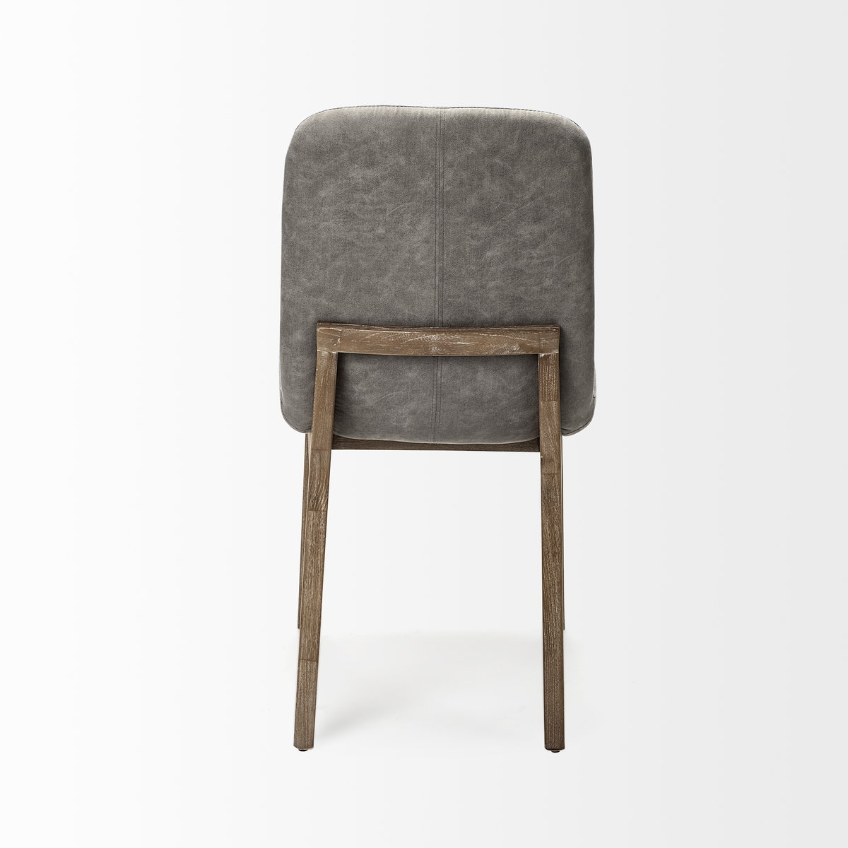 David Solid Back Dining Side Chair | Grey Fabric with Medium Brown Wood, Dining Chair by Mercana, 18.5" length x 26" width x 34.5" height View 6